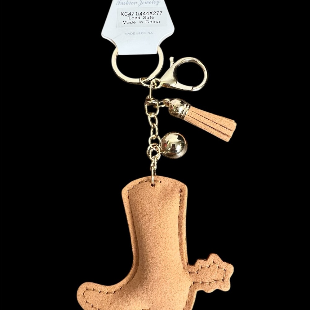 BUY NOW: Cowboy Boot Rhinestone Bag Charm Keychain Tan (A452) - Picture 2 of 2
